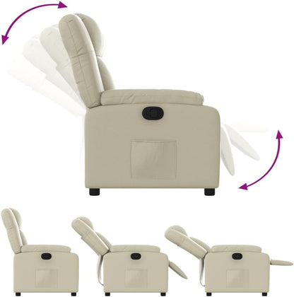 Verstelbare Fauteuil – Relaxstoel – Lounge Stoel – Relaxzetel – Comfortstoel – Crèmekleurig Kunstleer – Handmatig Verstelbaar Tot 135° – Stevig Hout-Metaal Frame