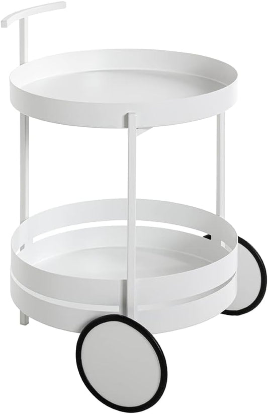 HAKU Serveerwagen wit, metaal - Maat: H 62 cm x Ø 42 cm, Stijl: Modern