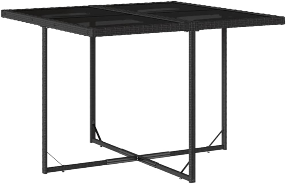 Gecheer 5-delige polyrotan zitgroep, tuingereedschap voor 4 personen, rotan tuinmeubelset, balkonmeubelset, balkon lounge, tuingarnituur set, tuintafelset, terrasmeubelset, kussens, zwart - QUORE