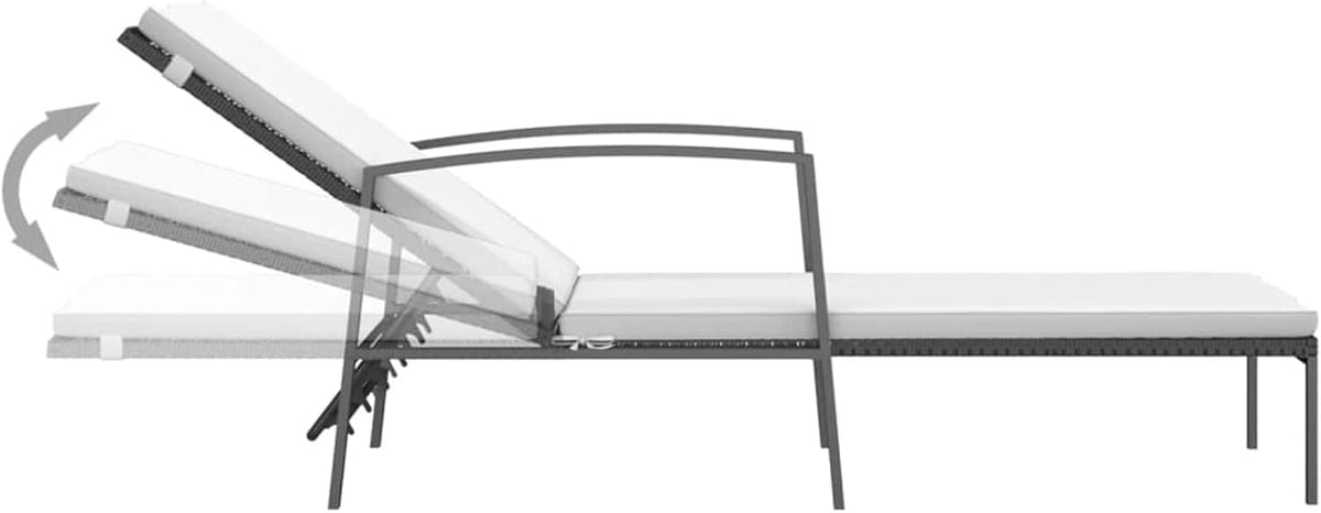 Sun loungers with table, 2 pieces, outdoor garden chairs, sun lounger for patio, beach chair, hammocks and sun loungers for garden, poly rattan, black - QUORE