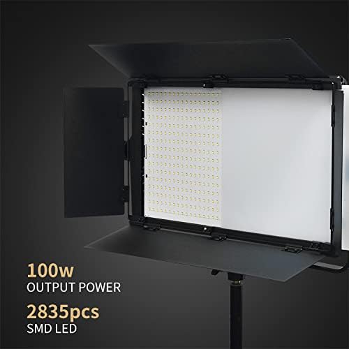 A-2200IIQ Dimmen 3200k-5500k LED 100w Bi-color Studio Video Panel Licht met Barndoor, Afstandsbediening & DMX voor conferentiefotografie Youtube Verlichting