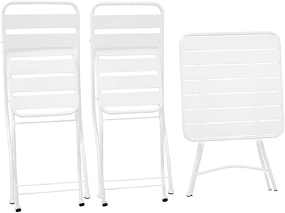 Estosa Tuintafelset + 2 stoelen van aluminium in verschillende kleuren, robuust en duurzaam, gemakkelijk inklapbaar, met rubberen voetjes (wit)