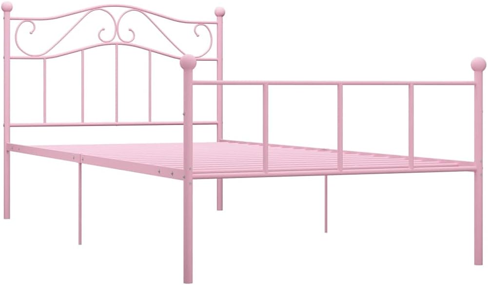 vidaXL Bedframe metaal roze 90x200 cm