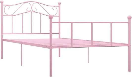 vidaXL Bedframe metaal roze 90x200 cm