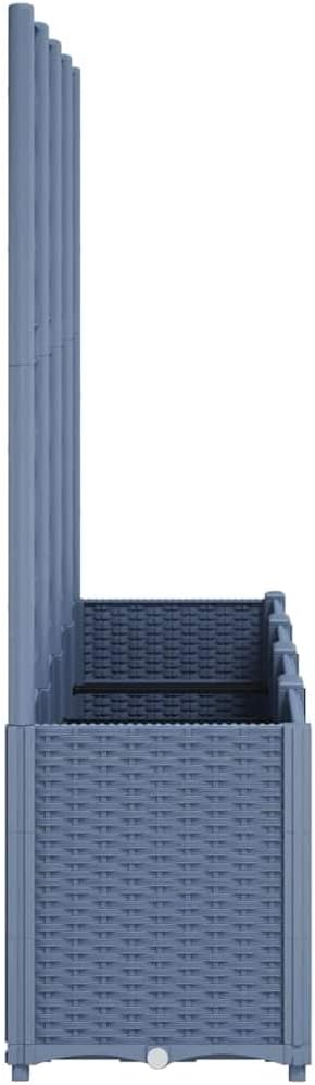 Planter with Trine Grate, Blue Grey, 160 x 40 x 140 cm, Rectangular Large Flower Pot for Indoor and Outdoor Use, Frost-Resistant, UV Protection - QUORE
