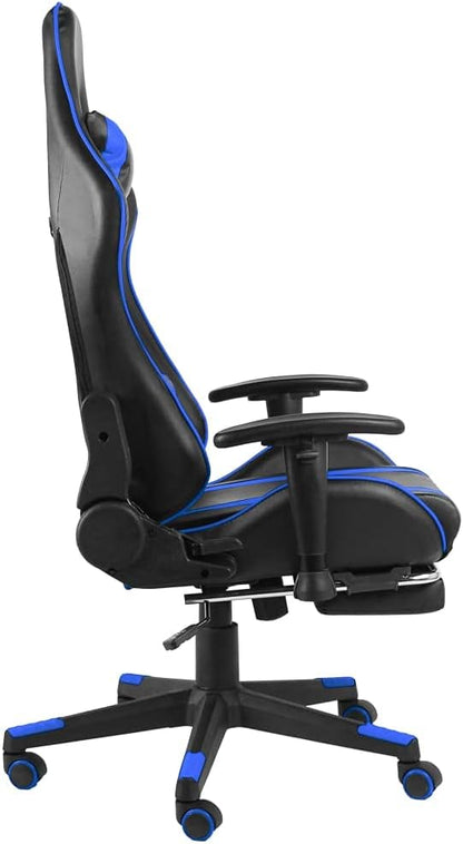 Gamingstoel – Bureaustoel – Gamestoel – Draaistoel – Comfortstoel – Blauw – Ergonomisch Met Voetensteun – Verstelbare Rugleuning