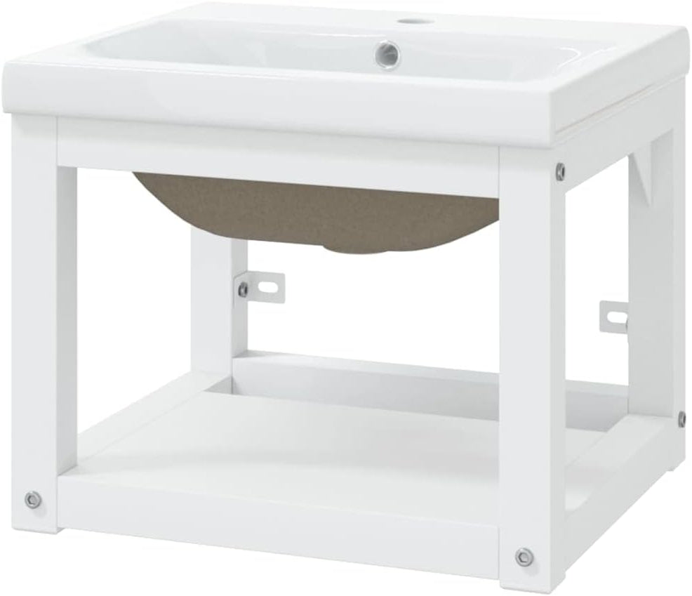 vidaXL Basin frame with washbasin iron white - QUORE
