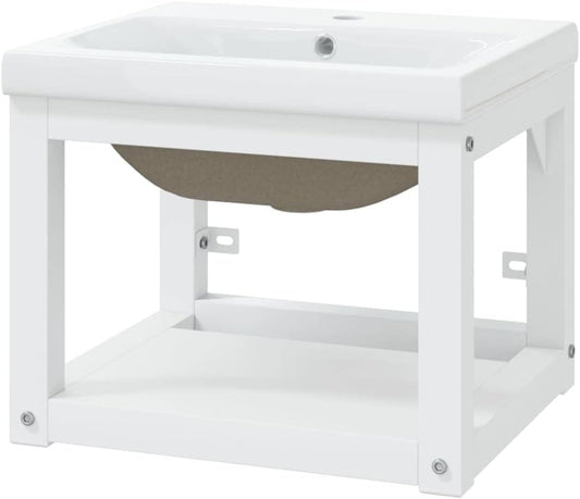 vidaXL Basin frame with washbasin iron white - QUORE