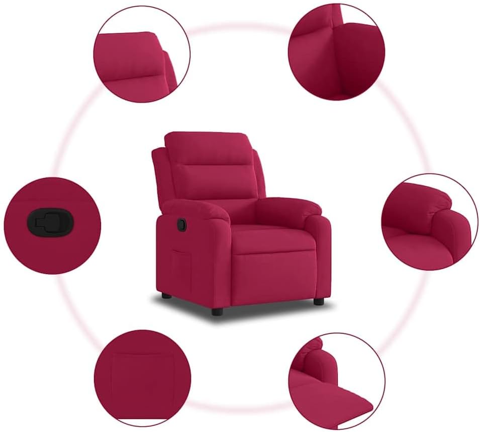 vidaXL Fauteuil verstelbaar fluweel wijnrood, leunstoel, relaxstoel, armstoel, relaxfauteuil, luie stoel, tv stoel, standenstoel, fauteuil stoel