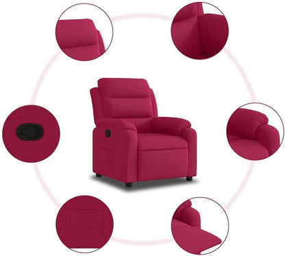 vidaXL Fauteuil verstelbaar fluweel wijnrood, leunstoel, relaxstoel, armstoel, relaxfauteuil, luie stoel, tv stoel, standenstoel, fauteuil stoel