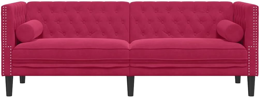 vidaXL Chesterfield Style 3 Seater Sofa with Bolsters Velvet Wine Red 3 Seater Sofa 3 Seater Sofa 3 Seater Sofa 3 Seater Sofa 3 Seater Sofa - QUORE