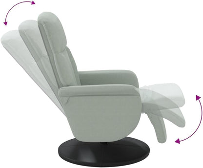 Verstelbare Fauteuil – Relaxfauteuil – Leunstoel – Draaifauteuil – Tv Stoel – 360 Graden Draaibaar – Fluwelen Bekleding Lichtgrijs