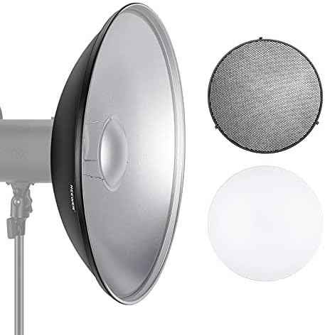 NEEWER 55 cm metalen schoonheidsschotel Bowens Mount Reflector met witte diffuser, honingraatrooster voor stroboscoopflits videolamp, compatibel met Godox AD600 NEEWER CB60 Q4 Vision 4 S101-serie,