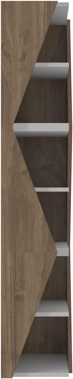 Elegant Walnoot & White Bookshelf, 165 cm hoogte, 31,8 cm breedte, 100% melamine gecoat deelbord, 18 mm dik, stijlvolle opslag voor moderne woningen
