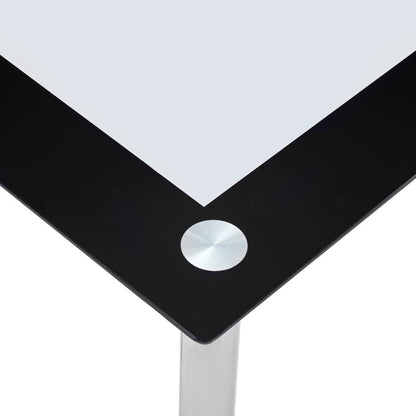 Eettafel – Tafel – Eetkamertafel – Keukentafel – Bureautafel – Gehard Glas Tafelblad – Zwart Roestvrijstaal Frame – 120x60x75 cm