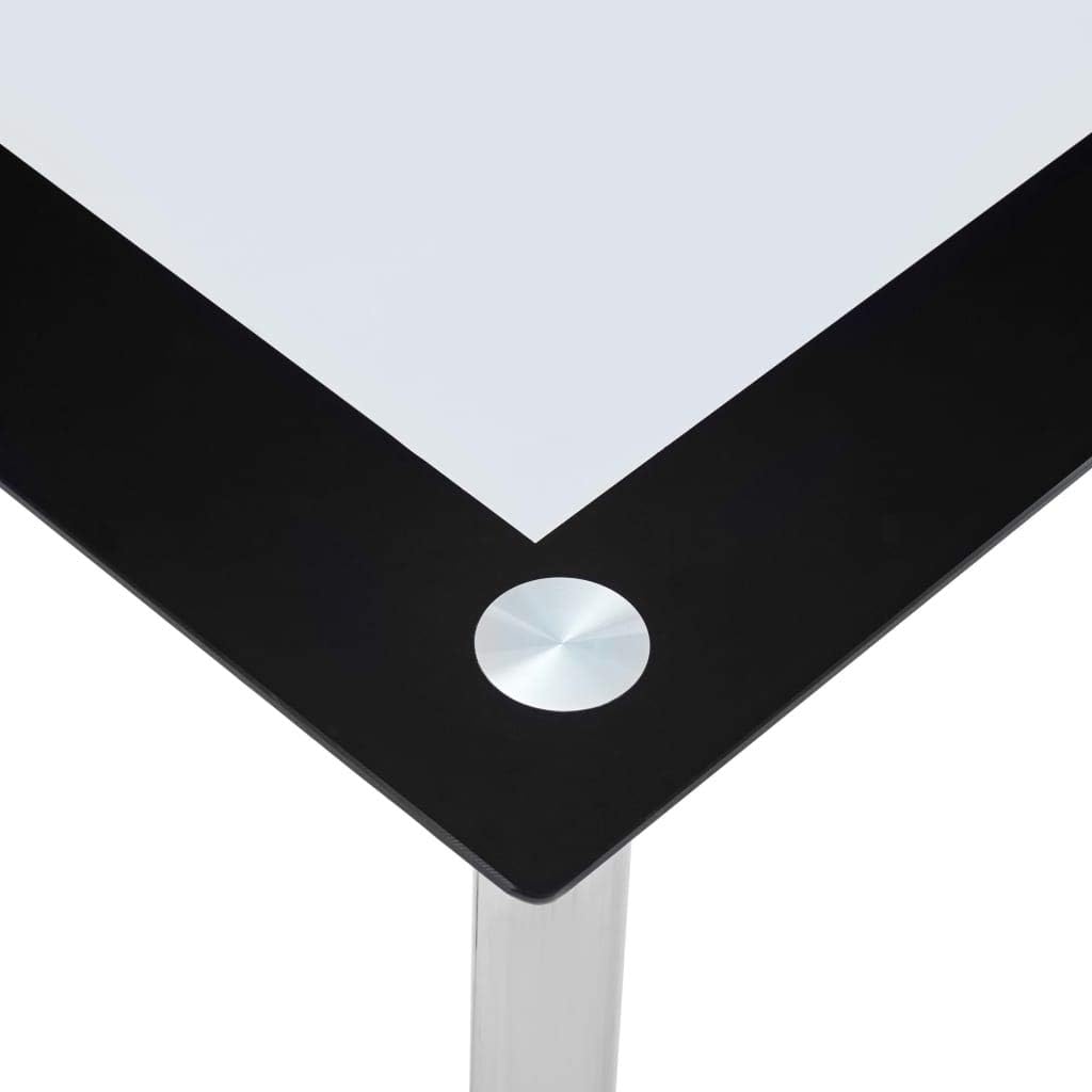 Eettafel – Tafel – Eetkamertafel – Keukentafel – Bureautafel – Gehard Glas Tafelblad – Zwart Roestvrijstaal Frame – 120x60x75 cm