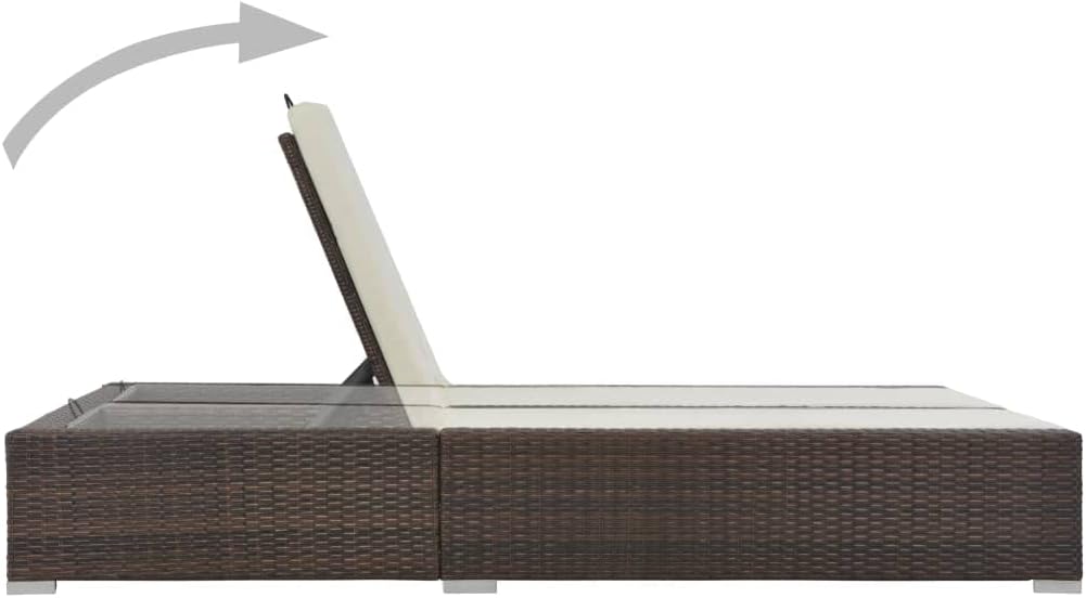 vidaXL Sun lounger Double Poly Rattan Brown and Cream Lounge Bed Sun lounger - QUORE