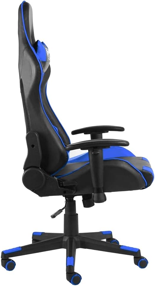 Gamingstoel – Gamestoel – Bureaustoel – Draaistoel – Zwarte Blauw Design – Ergonomisch Met Nek- En Rugkussens – Verstelbare Hoogte En Rugleuning