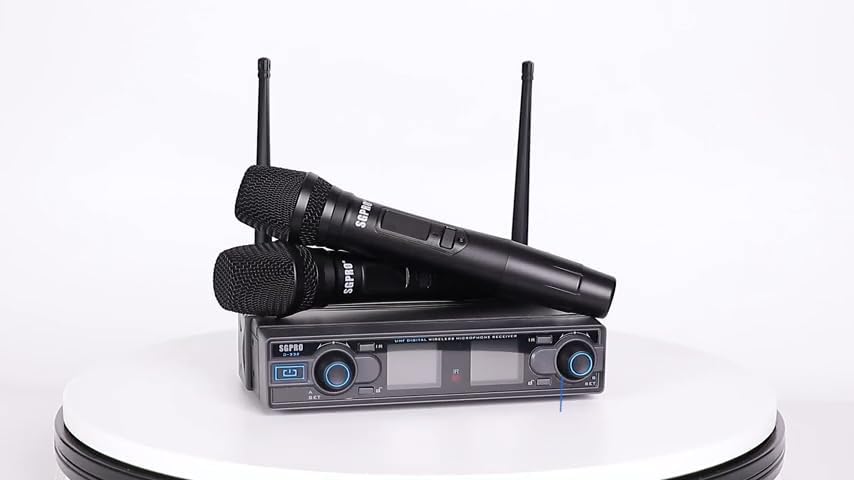 Draadloze draadloze handmicrofoon, set van 2, draadloze professionele dubbele set, unidirectionele cardioïde, openbaar en thuisgebruik met AA-batterijen aangedreven microfoons, 262 voet, 20