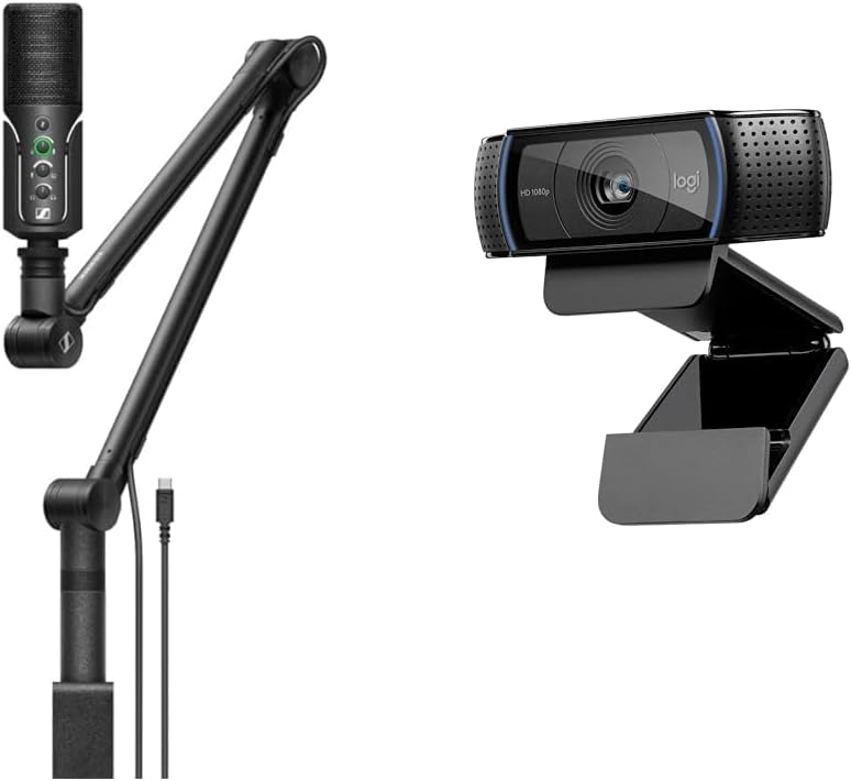 Sennheiser Profiel Streaming Set met USB Microfoon, 3m USB-C Kabel - Zwart (700100) & Logitech C920 HD Pro Webcam, full HD 1080p/30fps videogesprekken, zwart, 1 stuk
