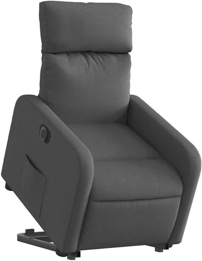 Relaxstoel Met opstahulp – Elektrische Relaxstoel – TV-stoel – Ligstoel – Elektrische Relaxfauteuil – Donkergrijs – Ademend Stof – Elektrisch Kantelsysteem tot 135°