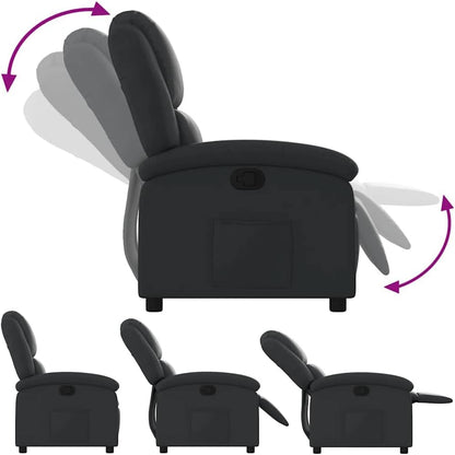Relaxstoel – Tv-Stoel – Ligstoel – Fauteuil – Loungechair – Echt Zwart Leer – Handmatige Ligfunctie – Stevig Frame