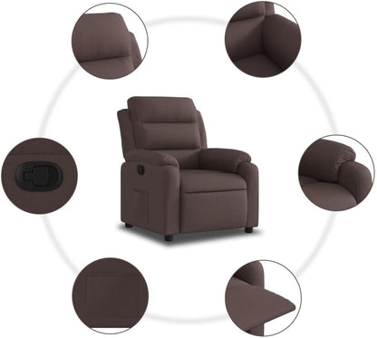 Fauteuil Verstelbaar – Relaxfauteuil – Relaxstoel – Armstoel – Leunstoel – Handmatig Verstelbaar – Donkerbruine Ademend Stof