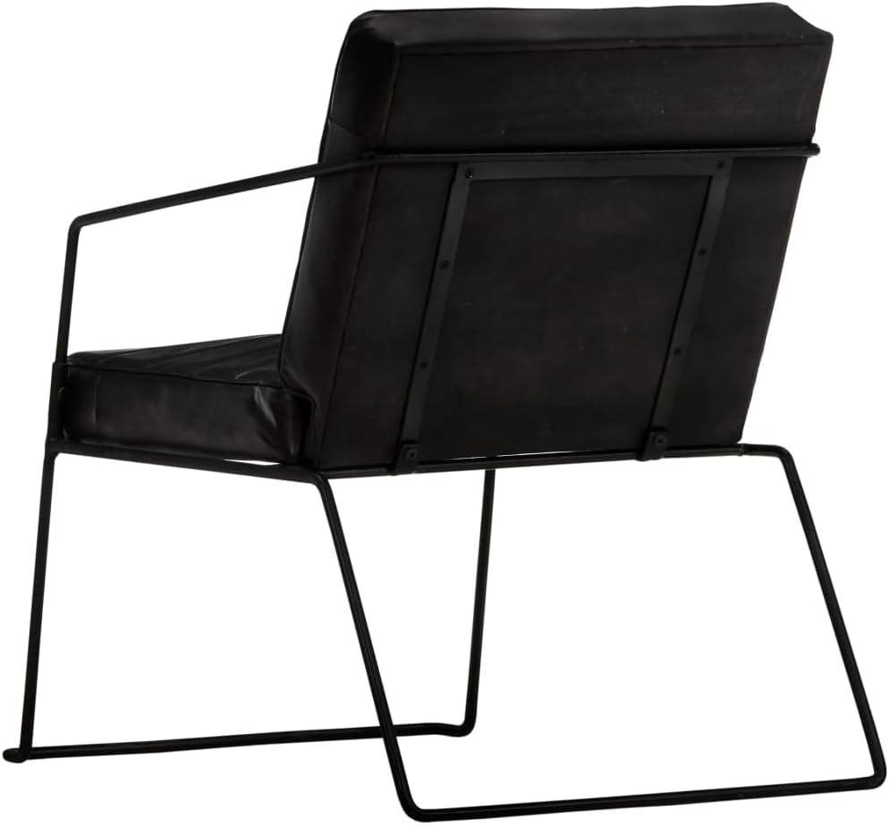 Armchair Black Genuine Leather Lounge Chair TV Chair Recliner Office Chair Chair for Bedroom Living Room Study Office