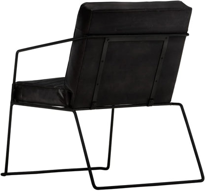 Armchair Black Genuine Leather Lounge Chair TV Chair Recliner Office Chair Chair for Bedroom Living Room Study Office