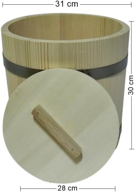 Wooden World – Set van 3 houten emmers met deksels voor het fermenteren van kool en komkommers – 5, 10 en 15 liter – voor zuurkoolopslag of sauna