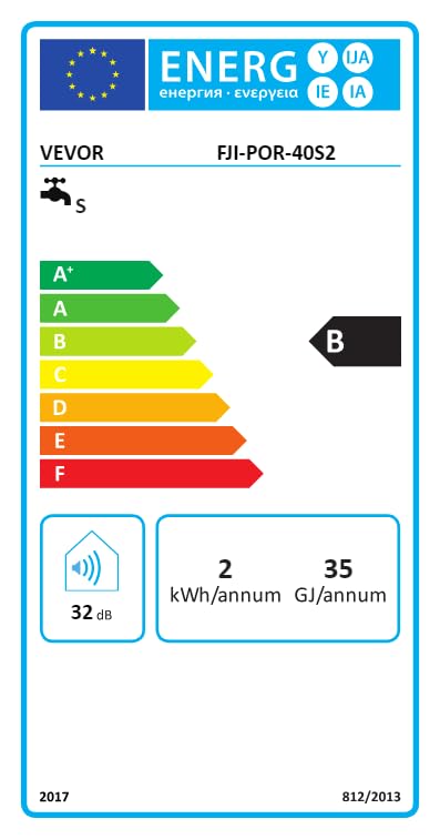 VEVOR Elektrische doorstroomboiler, 1,6 kW, doorstroomboiler met tank van 40 l, met led-display, bediening met knop, waterdichte zijaansluiting, IPX4 waterdichte zijaansluiting, on-demand verwarming