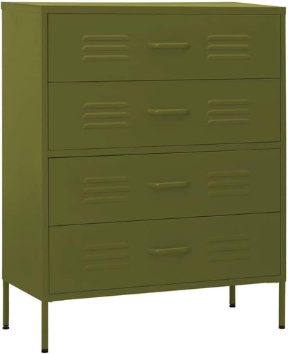 vidaXL Chest of drawers 80x35x101.6 cm steel olive green, chest of drawers, drawer cabinet, side cupboards, drawer cabinets, side cabinets, cupboards, cupboards, cupboards, cupboards