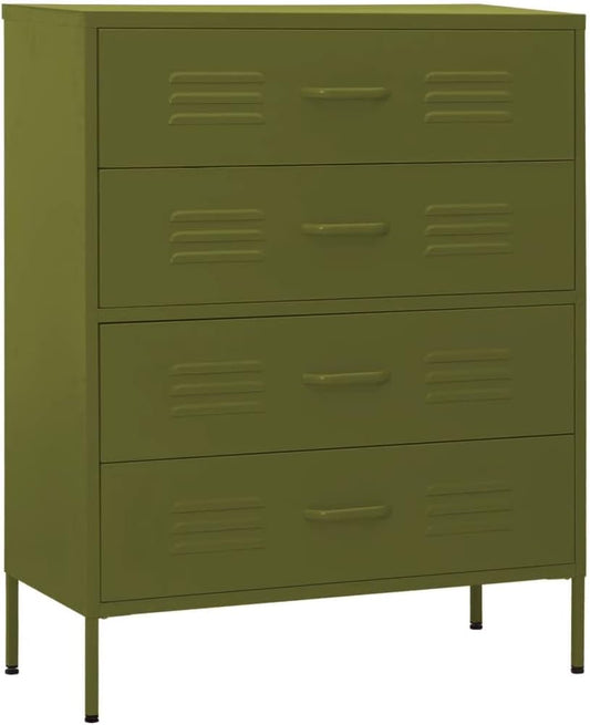 vidaXL Chest of drawers 80x35x101.6 cm steel olive green, chest of drawers, drawer cabinet, side cupboards, drawer cabinets, side cabinets, cupboards, cupboards, cupboards, cupboards