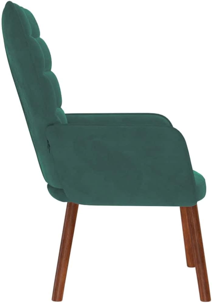 Fluwelen Relaxstoel – Loungestoel – Fauteuil – Zitstoel – Loungefauteuil – Zacht Fluweel – Robuust Frame Met Houten Poten – Comfortabele Gevoerde Zitting En Rugleuning – Donkergroen