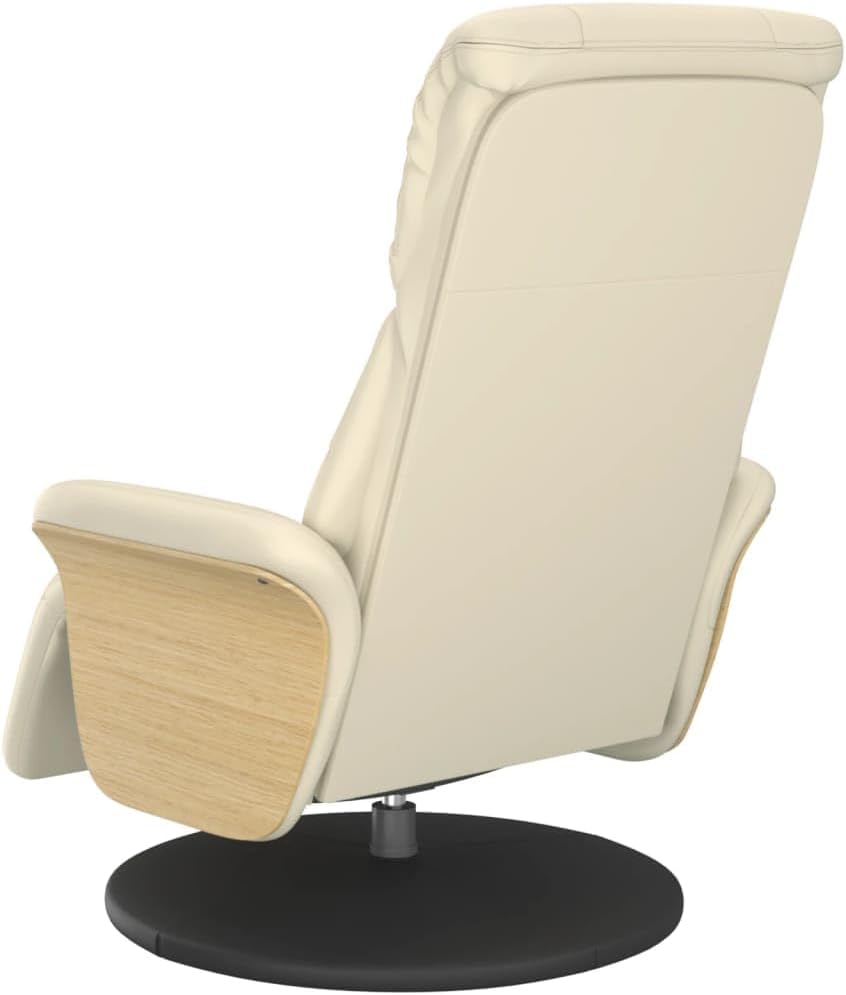 vidaXL Fauteuil verstelbaar met voetensteun kunstleer crèmekleurig