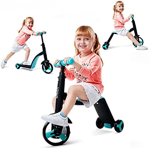 Children's Scooter, driewieler, multifunctionele kinderen balans scooter, drie-in-one kinderen scooter, geschikt voor jongens en meisjes van 1-6,Blauw