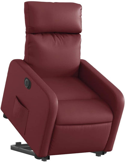 Relaxstoel Met Opstahulp – Elektrische Relaxstoel – Tv-Stoel – Ligstoel – Relaxfauteuil – Wijnrood Kunstleer – Elektrisch Kantelsysteem – Automatische Ligfunctie 135°