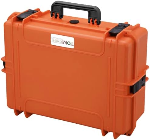 TOMcase waterdichte Buitenkoffer 56x43x22 cm met Rasterschuim/Kubusschuim; IP67 Transportkoffer (Oranje)