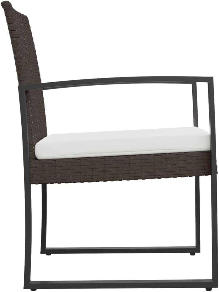 Set of 2 garden chairs made of synthetic rattan PP with cushions, outdoor dining chairs, brown and anthracite, patio furniture with frame made of robust steel, ideal - QUORE