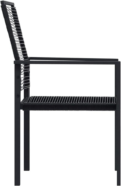 Garden Chairs Set of 4 PVC Rattan Black Balcony Chair Patio Chair Dining Chairs for Patio, Garden and Balcony - QUORE