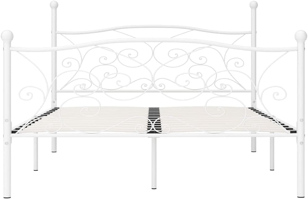 vidaXL Bedframe met Lattenbodem Bed Frame Ledikant Bedden Slaapmeubel Slaapkamermeubelen Bedomranding Slaapbed Metaal Wit 140x200 cm