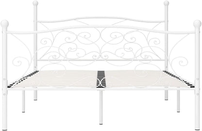 vidaXL Bedframe met Lattenbodem Bed Frame Ledikant Bedden Slaapmeubel Slaapkamermeubelen Bedomranding Slaapbed Metaal Wit 140x200 cm