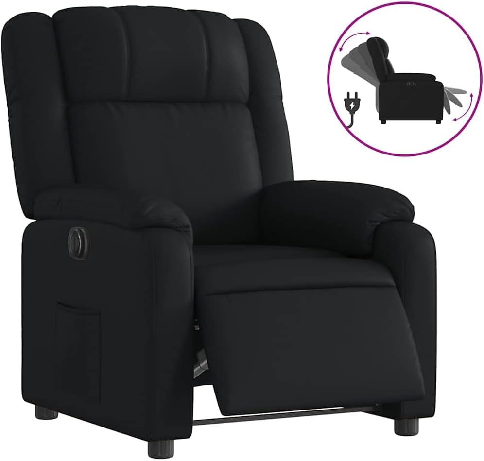 Elektrische Relaxstoel – Relaxfauteuil – Tv-stoel – Ligstoel – Kantelstoel – Zwart Kunstleer – Automatische Ligfunctie Tot 135 Graden – Stevig Hout-Metaal Frame