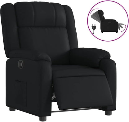 Elektrische Relaxstoel – Relaxfauteuil – Tv-stoel – Ligstoel – Kantelstoel – Zwart Kunstleer – Automatische Ligfunctie Tot 135 Graden – Stevig Hout-Metaal Frame
