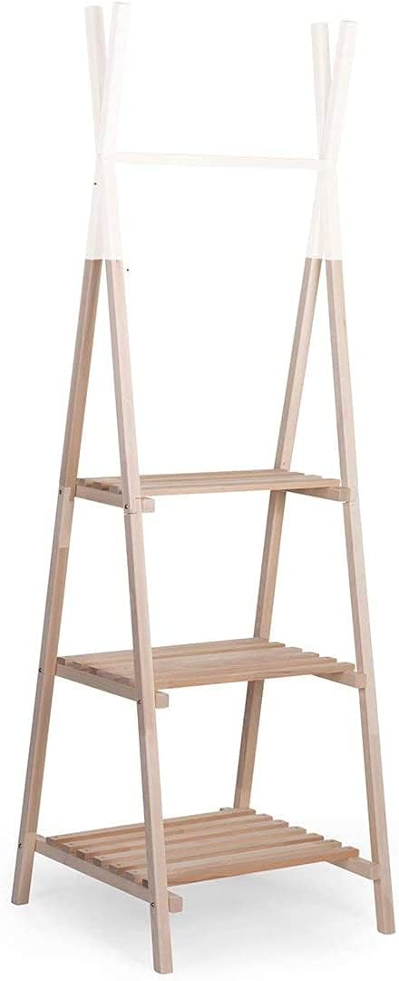 Childhome; Kledingkast; Kledingkast; opbergkast voor kinderkamer; tipi-vorm; beukenhout; robuust; 197 x 60 cm; kleur natuurlijk hout; wit