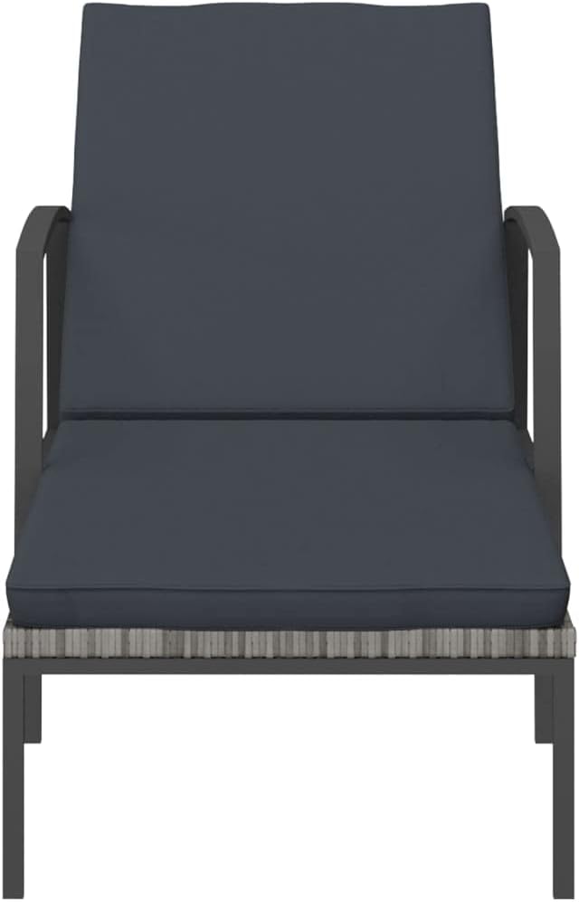 vidaXL Sun lounger with cushion poly rattan grey, lounger, terrace lounger, garden bed, patio chair, terrace lounger, garden chair, garden lounger, garden furniture - QUORE