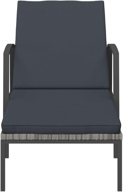 vidaXL Sun lounger with cushion poly rattan grey, lounger, terrace lounger, garden bed, patio chair, terrace lounger, garden chair, garden lounger, garden furniture - QUORE