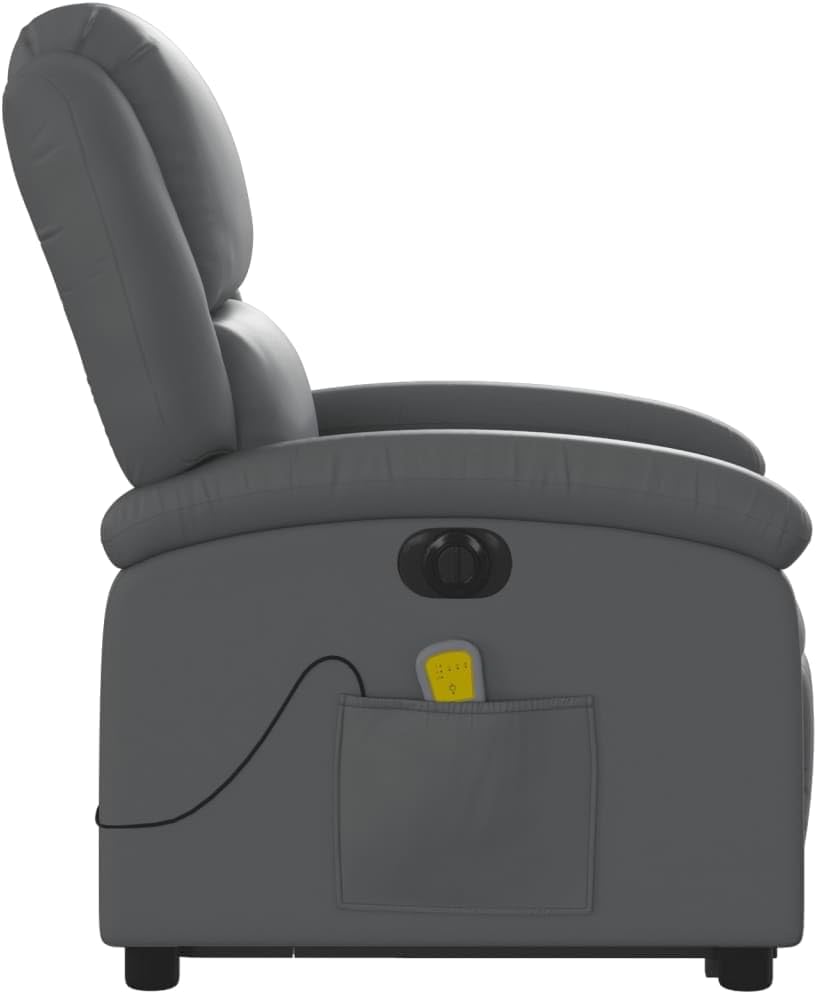 Electric Folding Massage Chair Made of Faux Leather Grey Relax Chair Recliner Chair Electric Relax Chair - QUORE
