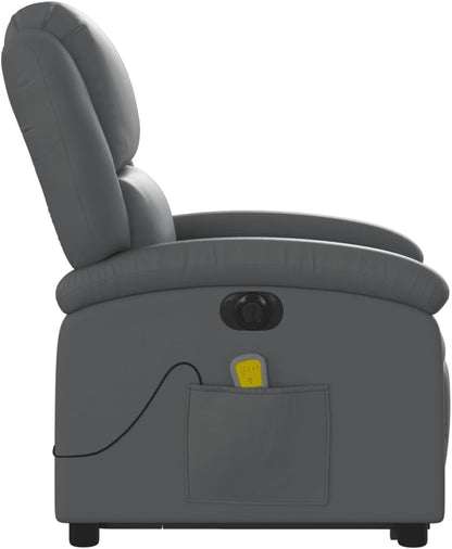Electric Folding Massage Chair Made of Faux Leather Grey Relax Chair Recliner Chair Electric Relax Chair - QUORE