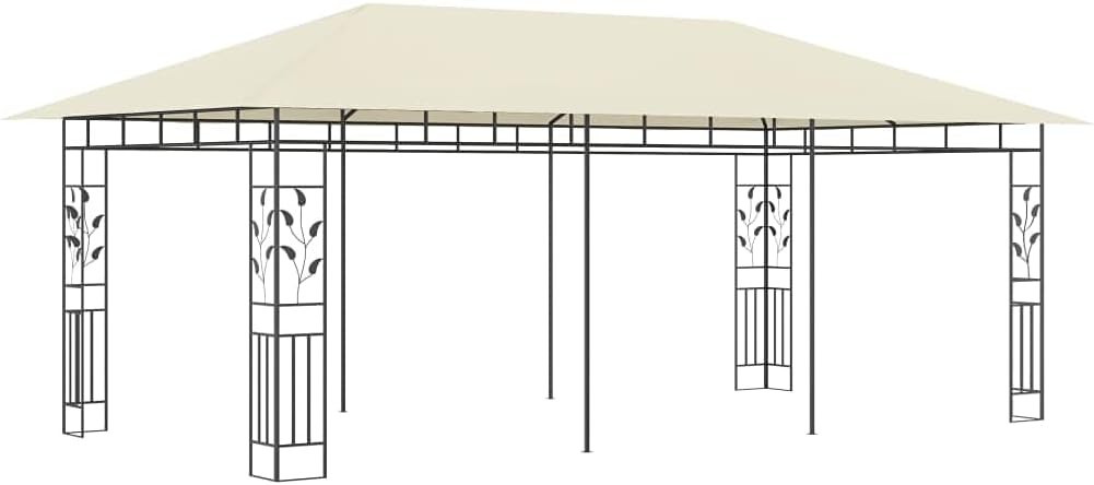 Leepesx Garden gazebo with mosquito net, gazebo, pergola, outdoor gazebo with mosquito net, 6 x 3 x 2.75 m, cream - QUORE